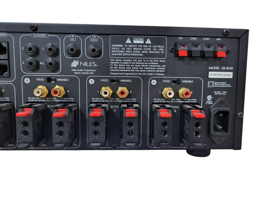 Niles ZR-4630 4-SRC/6-Room 360W Multizone Power Amplifier/AM-FM Receiver