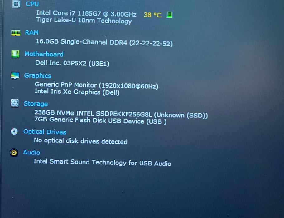 Dell Latitude 5420 Core i7-1185G7 3.00GHz 16GB RAM 256GB SSD READ!