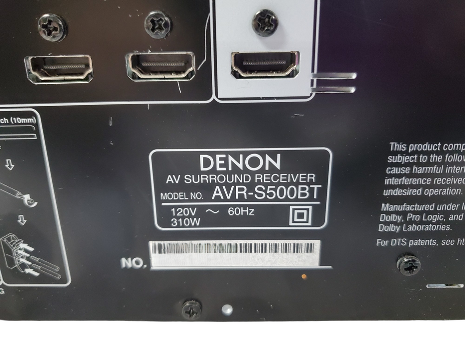 Denon AVR-S500BT AV Surround Receiver - No Remote