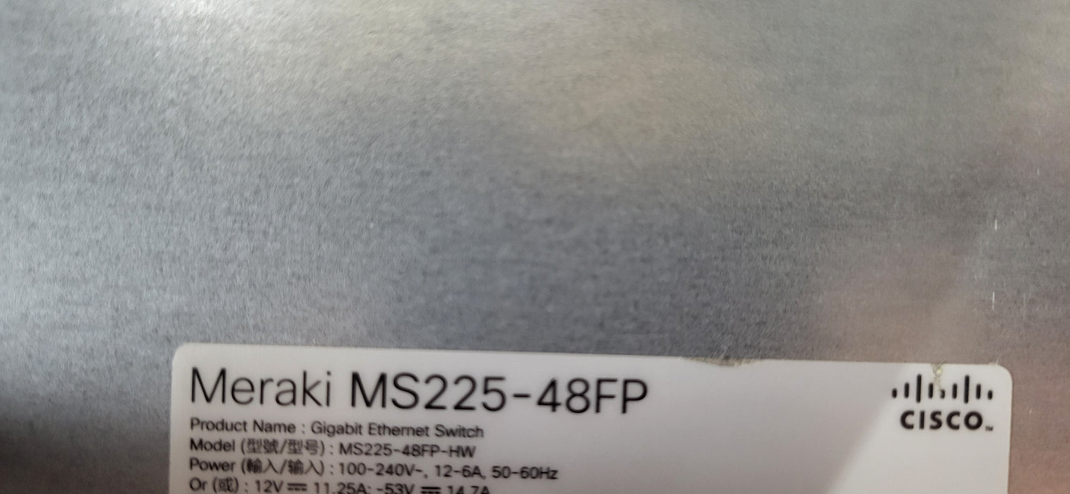 Cisco Meraki MS225-48FP-HW 48-Port PoE Ethernet Switch Unclaimed