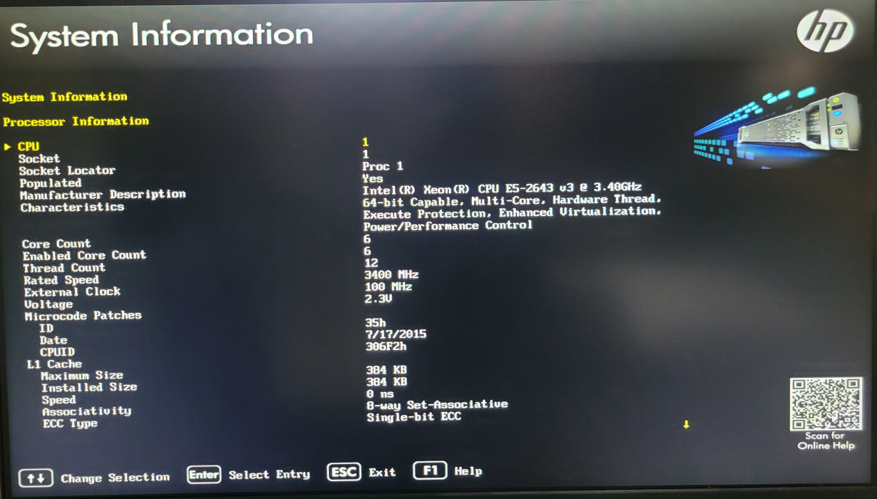 HP ProLiant DL360 Gen9 | 1x Xeon E5-2643 v3 @3.4GHz 32GB DDR4