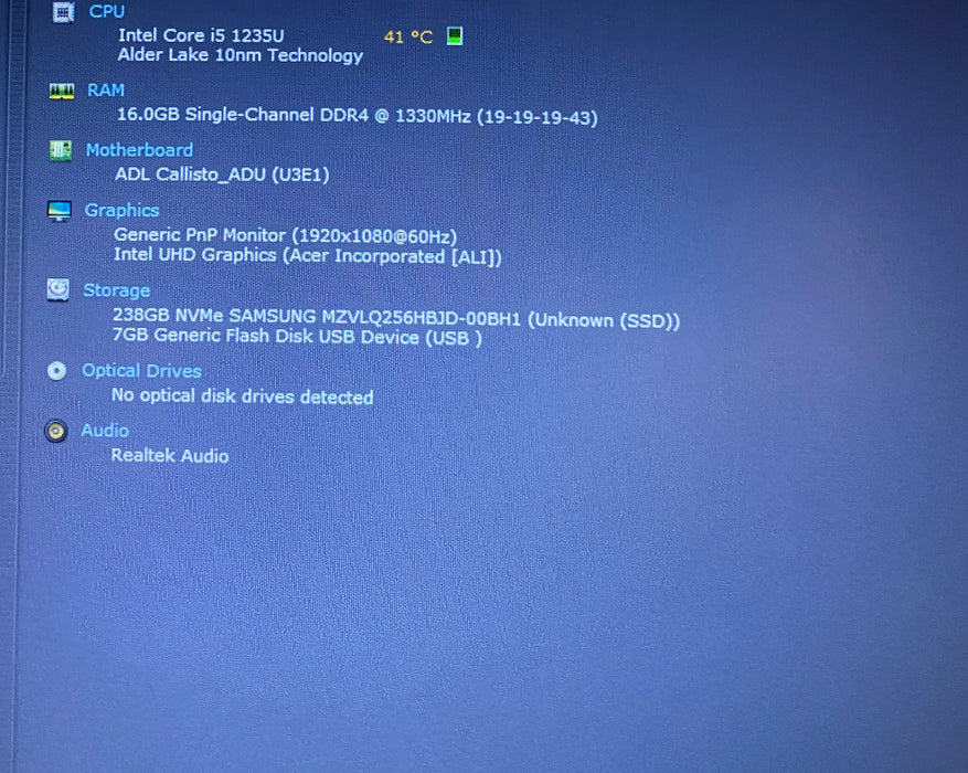 Acer Aspire A315-59 Core i5-1235U 1.30GHz 16GB RAM 256GB SSD