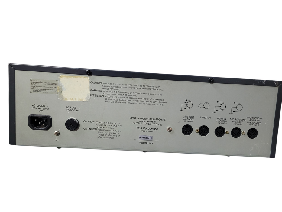 TOA AM-821 Cassetten Player Spot Announcing Machine