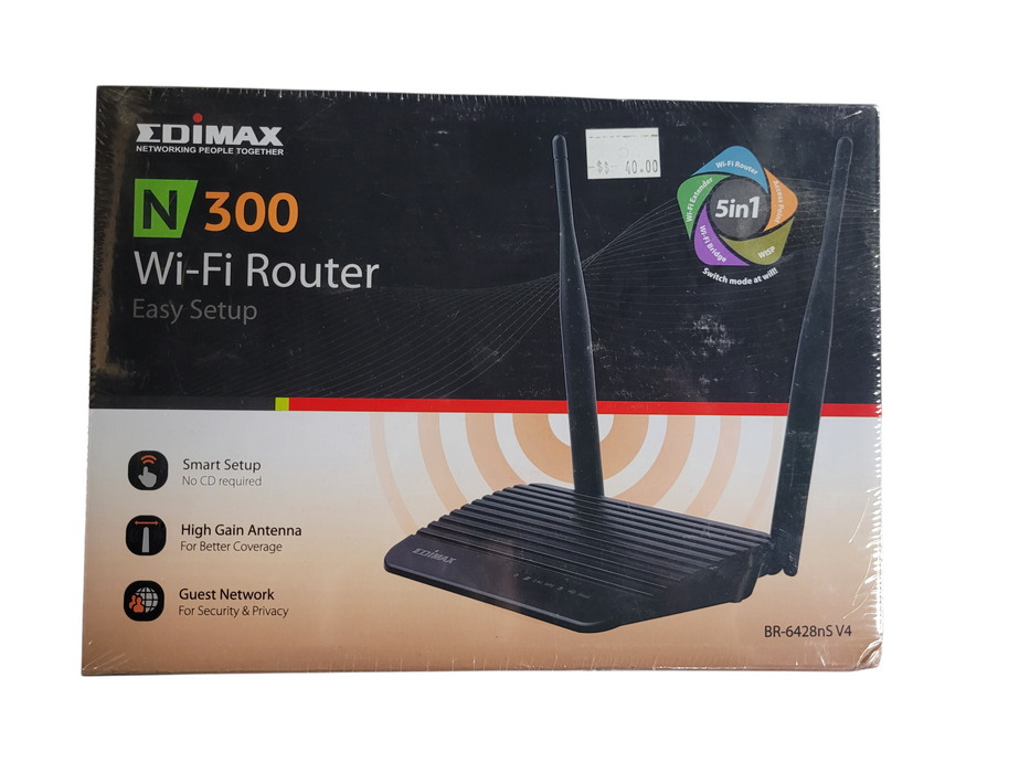 EDIMAX BR-6428nS V4 5-in-1 N300 Wi-Fi Router, Access Point, Range Extender