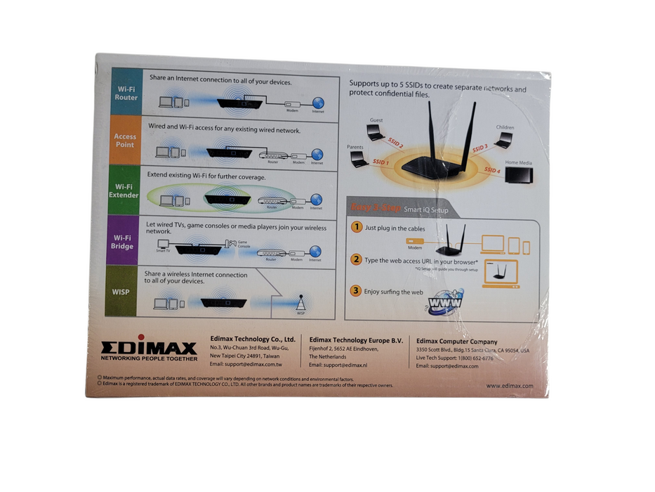 EDIMAX BR-6428nS V4 5-in-1 N300 Wi-Fi Router, Access Point, Range Extender
