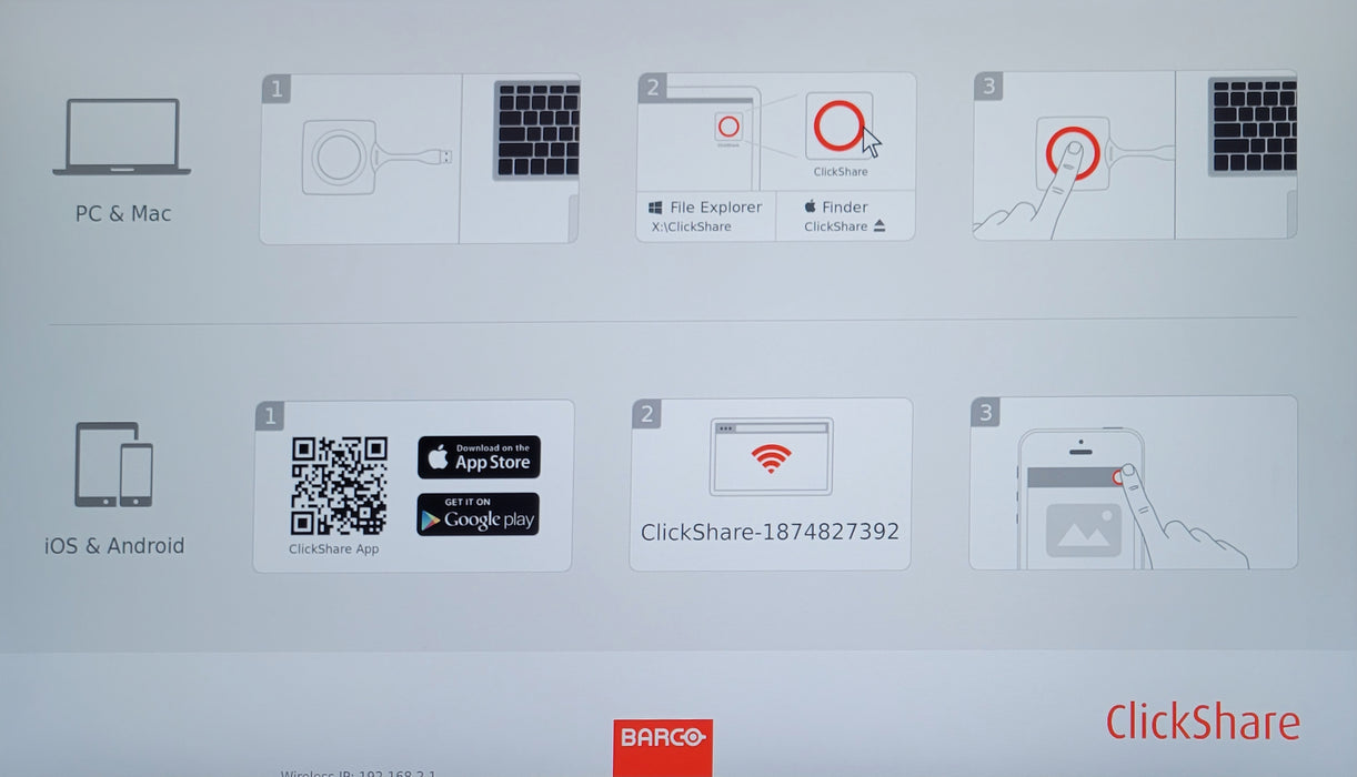 Barco Clickshare CSE-200 with power adapter and 2x Antennas, 2x buttons R9861520