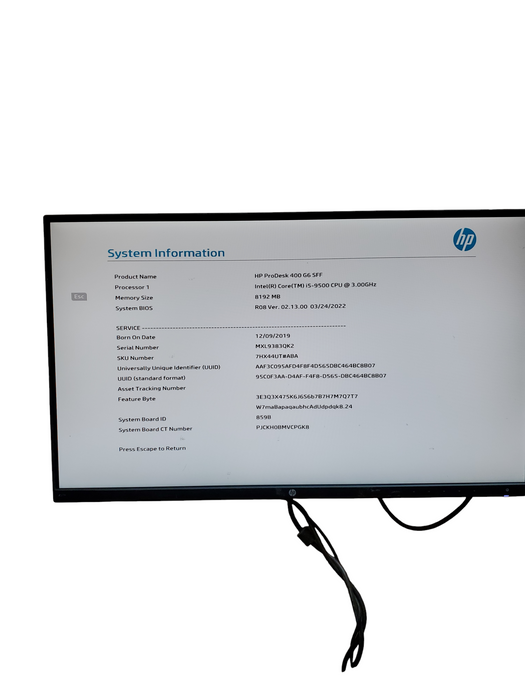 HP ProDesk 400 G6 SFF Intel i5 9500 3.0GHz 8GB RAM NO-HDD/SSD