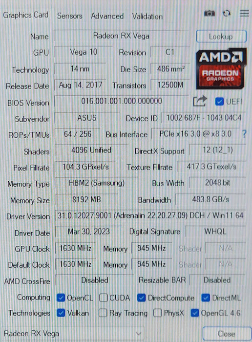 Asus ROG-STRIX-RXVEGA84-08G-Gaming 8GB Graphics cards