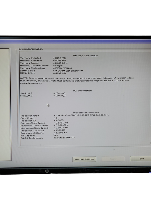 Dell OptiPlex 3080 Micro PC i5-10500T 2.3GHz 8GB RAM  NO-HDD/SSD