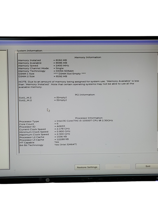 Dell OptiPlex 3080 Micro PC i5-10500T 2.3GHz 8GB RAM  NO-HDD/SSD