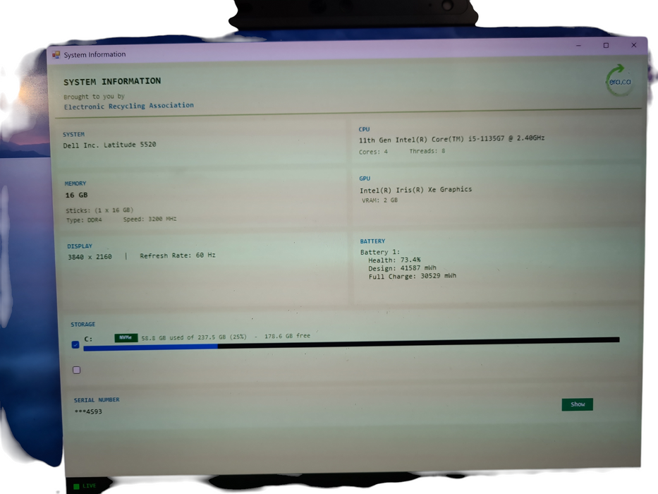Dell Latitude 5520 Core i5-1135G7 2.40GHz 16GB DDR4 RAM 256GB SSD