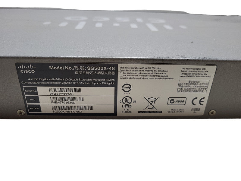Cisco SG500X-48-K9 48-Port, 4-Port 10Gigabit Stackable Managed Switch  Q$
