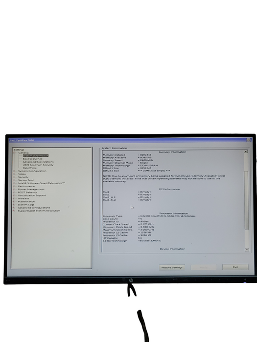 Dell Optiplex 3070 SFF Desktop i5-9500 3.0 8GB RAM NO-HDD/SSD