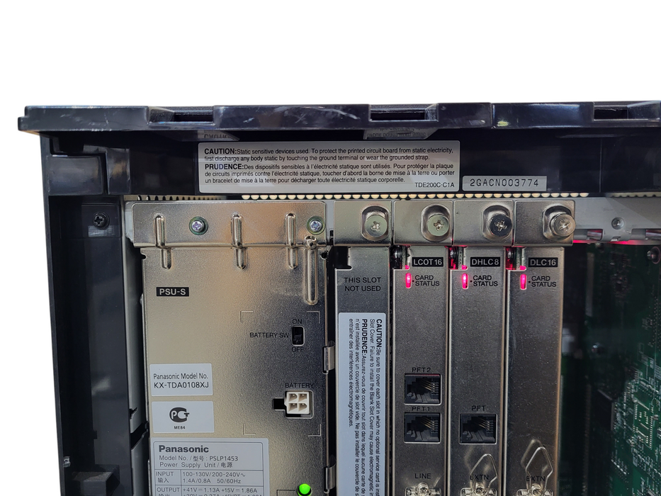 Panasonic KX-TDE100 PBX System w/ PSU-S, LCOT16, DHLC8, DCL16, IPCMPR READ
