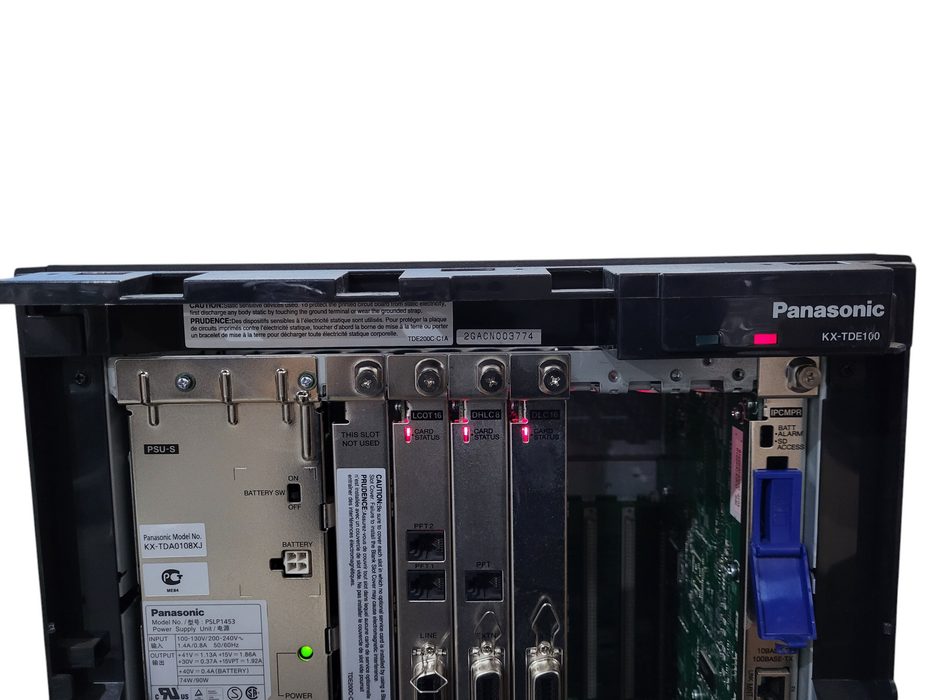 Panasonic KX-TDE100 PBX System w/ PSU-S, LCOT16, DHLC8, DCL16, IPCMPR READ