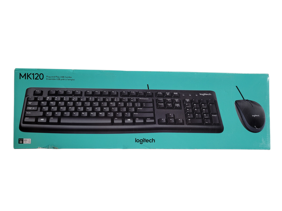 Logitech MK120 Wired USB Keyboard and Mouse, Black | 920-002565