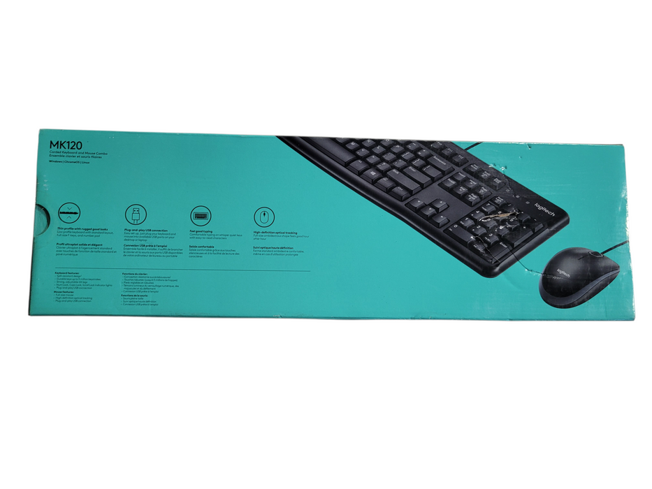Logitech MK120 Wired USB Keyboard and Mouse, Black | 920-002565