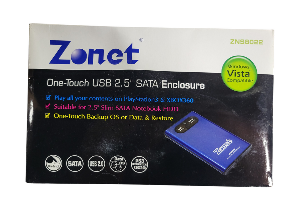 Zonet ZNS8022 2.5" SATA USB 2.0 External Hard Drive Enclosure