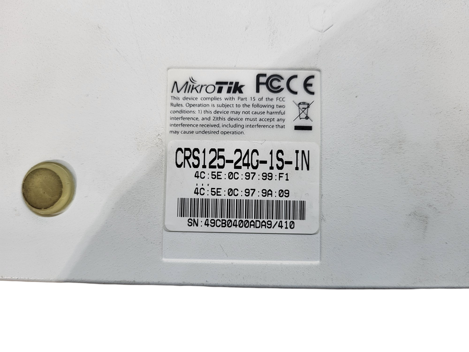 MikroTik CRS125-24G-1S-IN 24x Gigabit Ethernet Cloud Routers No AC