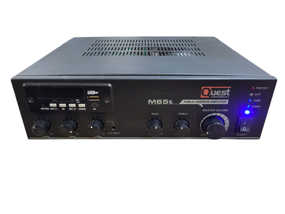 QUEST M65T Small Footprint 65W Public Address Mixer Amplifier