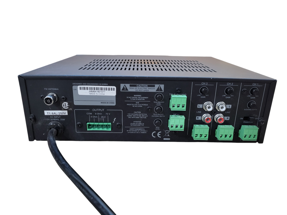 QUEST M65T Small Footprint 65W Public Address Mixer Amplifier
