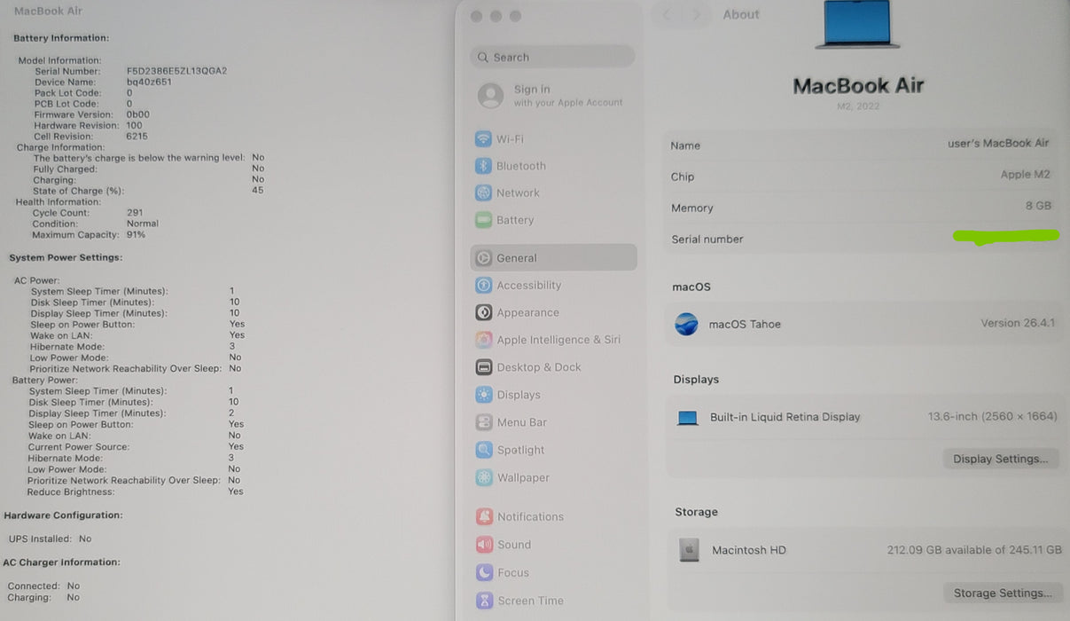 MacBook Air 13" 2022 A2681 M2 8GB RAM 256GB SSD