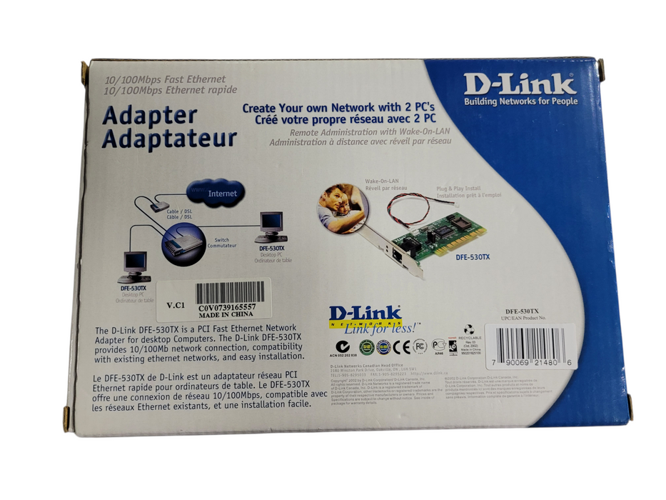 D-LINK - DFE-530TX 10/100Mbps PCI Ethernet Network Card Adapter Fast Ethernet
