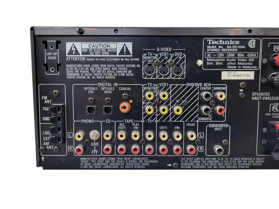 Technics SA-DX1050 5.1 Ch Digital Decoder AV Control Stereo Receiver 500W