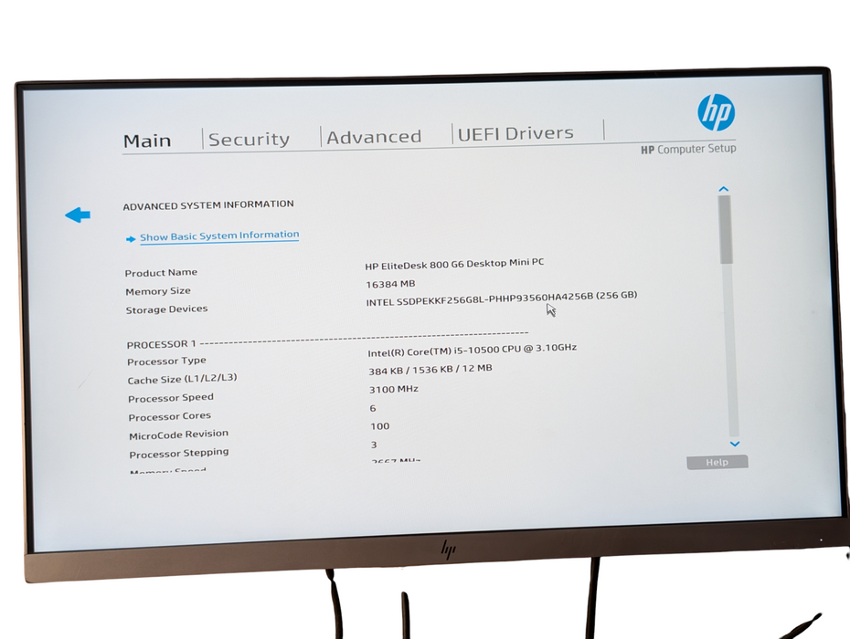HP EliteDesk 800 G6 Desktop Mini PC Intel Core i5-10500 16GB RAM 256GB NMVe SSD