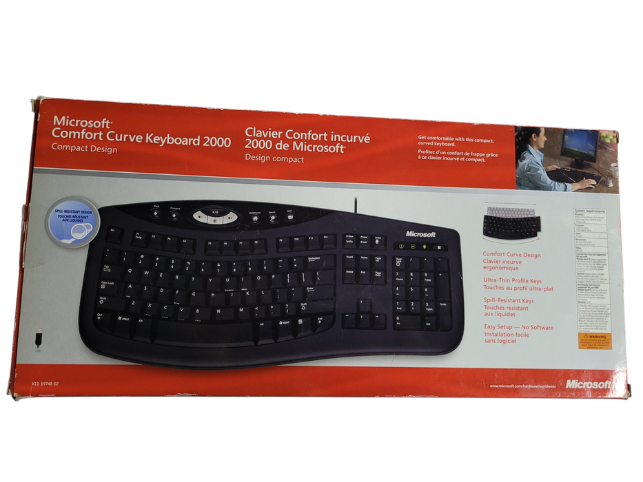 Microsoft Comfort Curve USB Wired Keyboard 2000 French