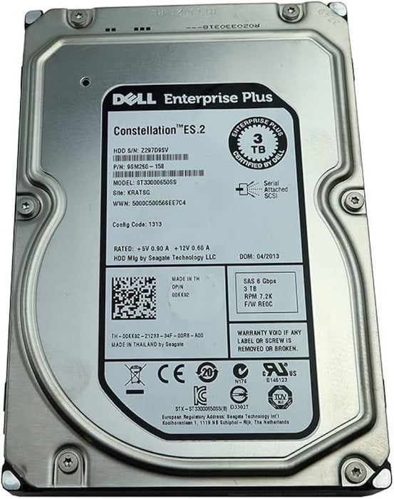 Dell/Segate 3TB 3.5” SAS 6Gbps 7.2k HDD - Assorted Models