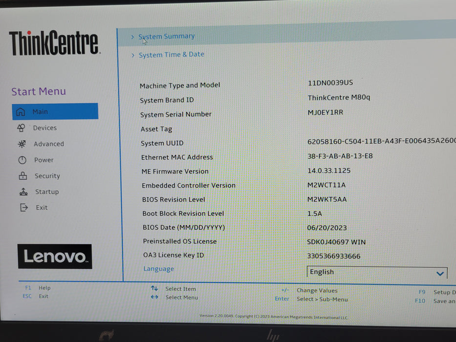 Lenovo ThinkCentre M80q Mini PC, Core I5 10500T 2.30GHz 8GB 256GB NVME, Wi-Fi