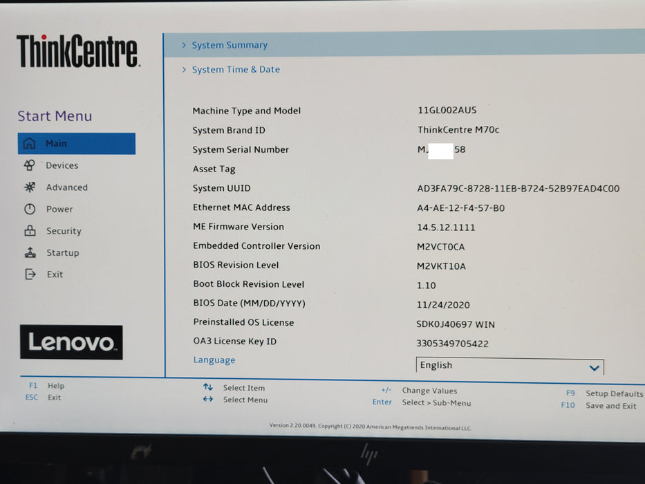 Lenovo ThinkCentre M70C SFF, Core I5-10400 2.90GHz, 8GB DDR4, 960GB SSD