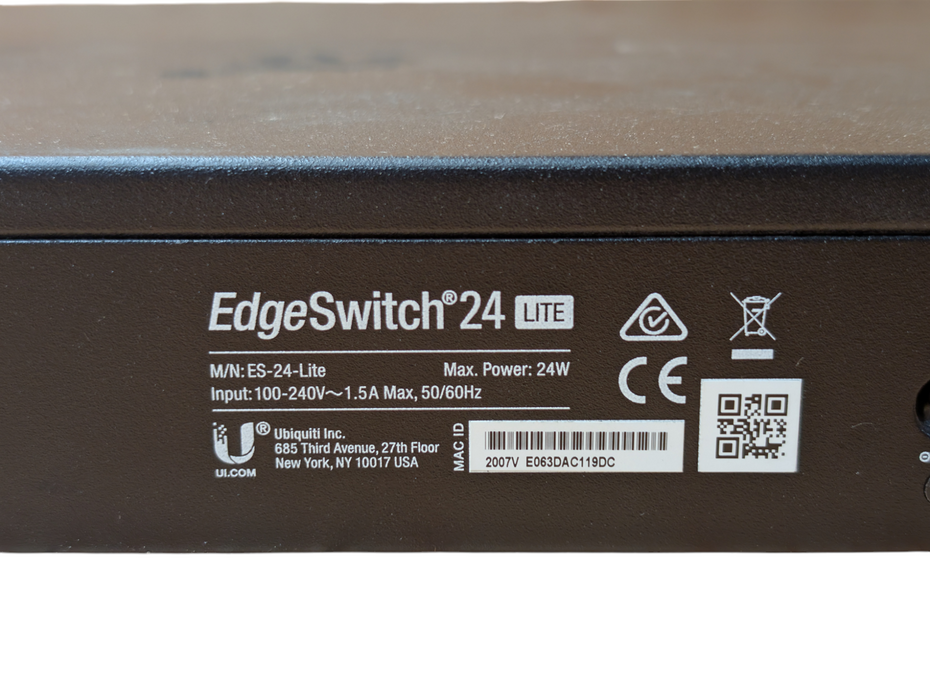 Ubiquiti EdgeSwitch 24 LITE ES-24-Lite 24 Port Gigabit Network Switch 2x SFP