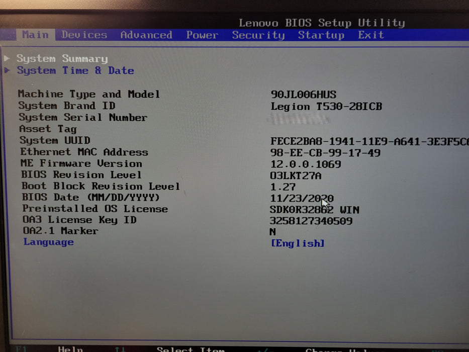 Lenovo Legion T530 - Core i7-8700 8GB DDR4 NO HDD NO GPU 450W PSU