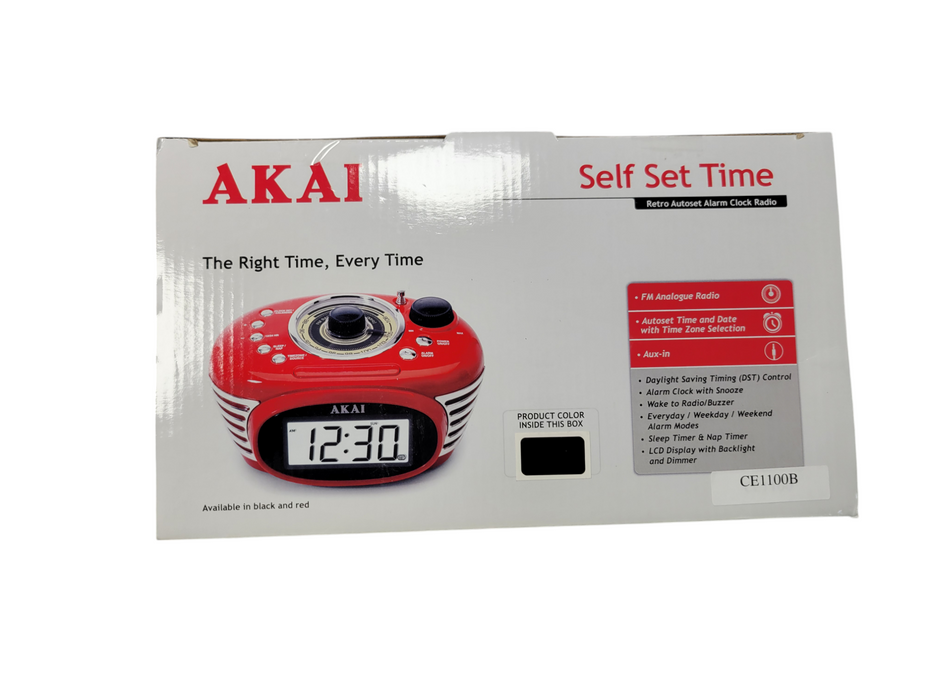 AKAI Retro Autoset Alarm Clock Radio CE1100B - Black