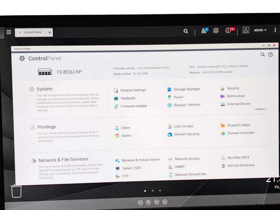 QNAP TS-853U-RP 8 Bay NAS Storage 4x 2TB HDD