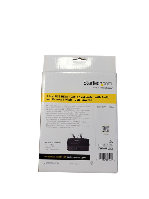 StarTech 2-Port USB HDMI Cable KVM Switch w/Audio and Remote Switch USB Powered