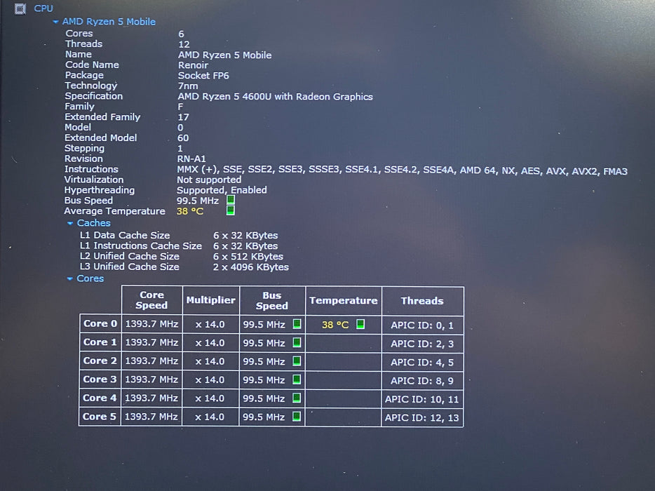 Lenovo ThinkBook 13s G2 ARE AMD Ryzen 5 4600U 2.10GHz 8GB RAM 256GB SSD