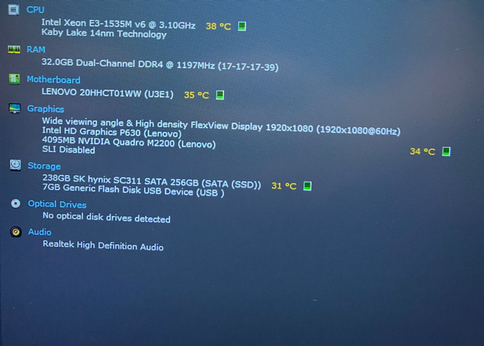 Lenovo ThinkPad P51 XEON E3-1535M v6 QUADRO M2200 4GB GPU 32GB RAM 256GB SSD
