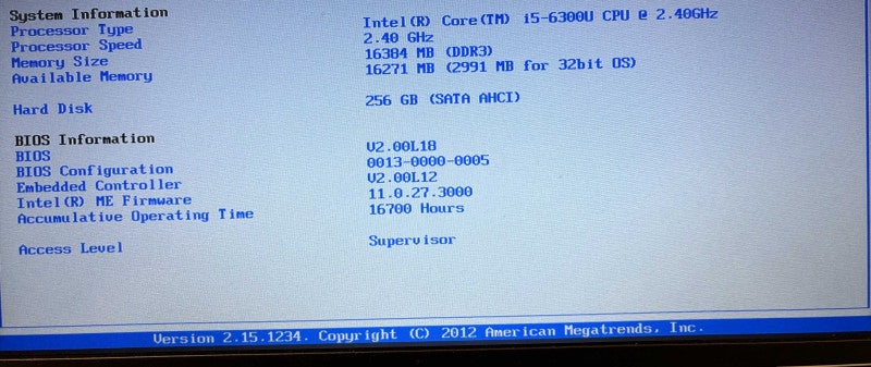 Panasonic ToughBook CF-54  i5-6300U@2.4GHz 16GB RAM 256GB SSD 16700 Hrs. READ