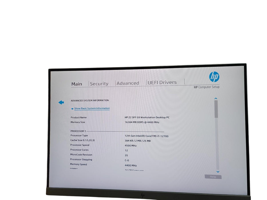 HP Z2 SFF G9 Workstation PC 12th Gen i7 - 12700 16GB DDR4 Ram No HDD