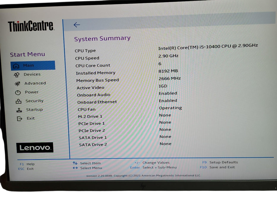 Lenovo ThinkCentre M70c SFF i5 - 10400 @ 2.90GHz 8GB DDR4 Ram No HDD
