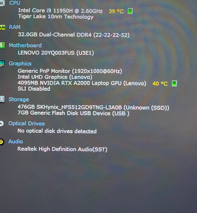 Lenovo ThinkPad P15 Gen 2 i9-11950H vPRO RTX A2000 4GB GPU 32GB RAM 512GB SSD