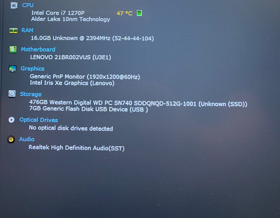 Lenovo ThinkPad T14s Gen 3 TOUCH Core i7-1270P vPRO 2.20GHz 16GB RAM 512GB SSD