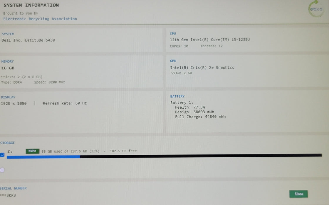 Dell Latitude 5430 14" i5-1235U 16GB DDR4 256GB NVMe