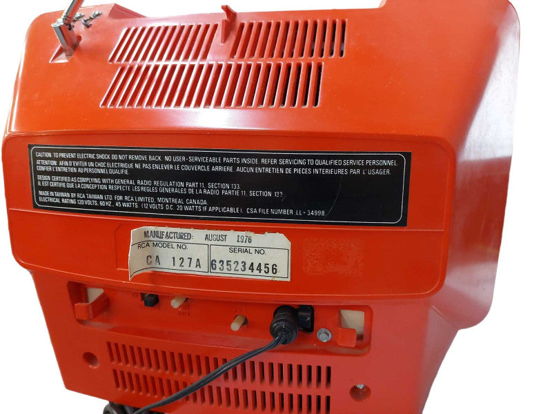 Vintage Red RCA 13\\"Solid State CRT TV 1976 Model: CA127A =