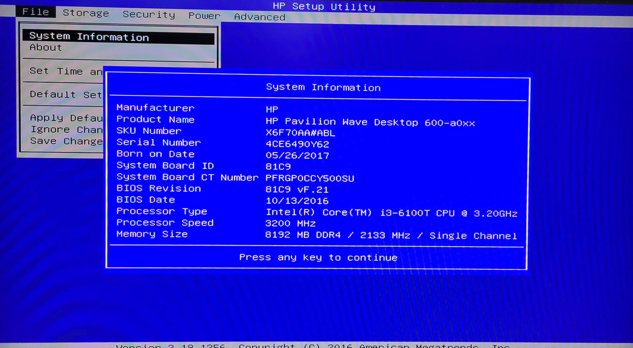 HP Pavilion Wave w/ Intel i3-6100T, 8GB DDR4 RAM, No HDD/SSD, No AC Adapter