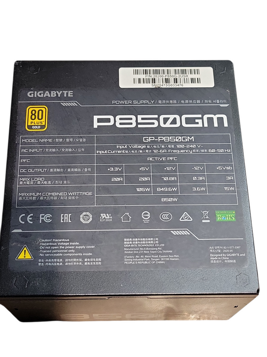 Gigabyte P850GM 850W Fully-Modular 80PLUS Gold Power Supply *READ*