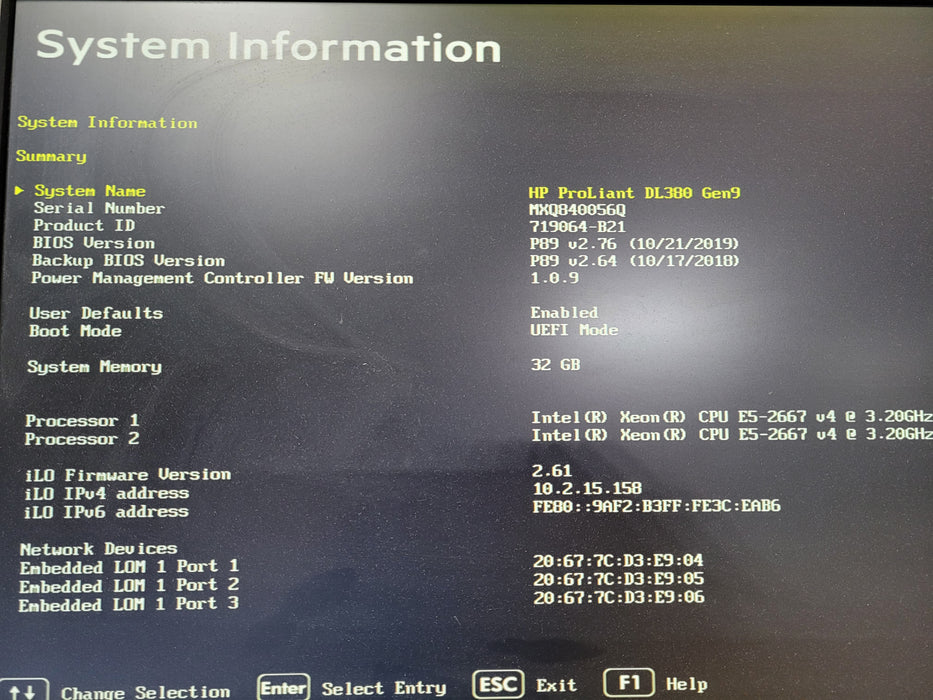 HP ProLiant DL380 Gen9 2U 8x2.5", 2x Xeon E5-2667 v4, 32GB DDR4,
